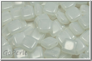 TILE-Beads, 6x6mm, white, opal, 25 Stk.