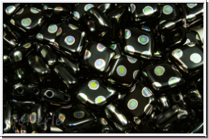 Flat Rhombus-Beads, 9x7mm, black, op., vitrail small peacock, 25 Stk.