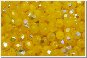 Bhm. Glasschliffperle, feuerpol., 4mm, yellow, opal, AB, 50 Stk.