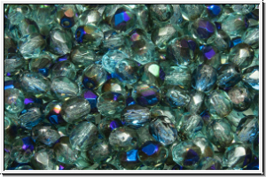 Bhm. Glasschliffperle, feuerpol., 4mm, aqua, trans., half azuro, 50 Stk.