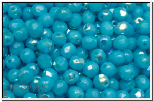 Bhm. Glasschliffperle, feuerpol., 4mm, aqua, op., AB, 50 Stk.