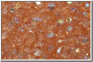 Bhm. Glasschliffperle, feuerpol., 4mm, rosaline, dk., trans., AB, 50 Stk.