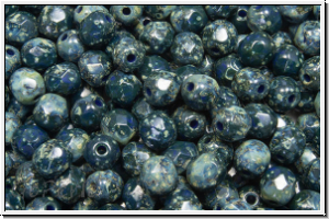 Bhm. Glasschliffperle, feuerpol., 4mm, blue, op., picasso, 50 Stk.