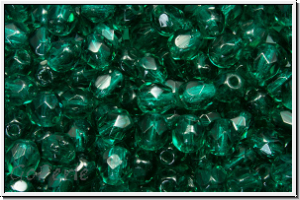 Bhm. Glasschliffperle, feuerpol., 4mm, emerald, trans., 50 Stk.