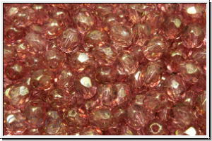 Bhm. Glasschliffperle, feuerpol., 4mm, crystal, trans., rose gold luster, 50 Stk.