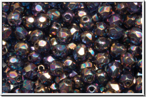 Bhm. Glasschliffperle, feuerpol., 4mm, crystal, trans., vega iris. luster, 50 Stk.