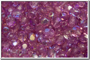 Bhm. Glasschliffperle, feuerpol., 4mm, crystal, trans., amethyst luster, AB, 50 Stk.