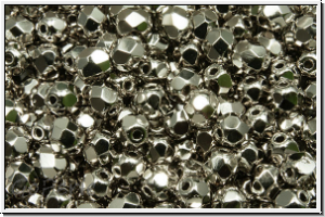 Bhm. Glasschliffperle, feuerpol., 4mm, crystal, trans., full nickel plated, 50 Stk.