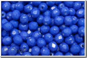 Bhm. Glasschliffperle, feuerpol., 4mm, white, op., blue coated, 50 Stk.