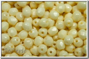 Bhm. Glasschliffperle, feuerpol., 4mm, white, op., yellow luster, 50 Stk.