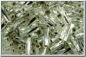 MTWB-2-0001, MIYUKI Twisted Bugles, Nr. 2 (6mm), crystal, trans., silver-ld., 10g