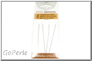 Collapsible Eye Needles, 6,4 cm, fine 0,30 mm, Briefchen mit 4 Stk.