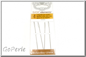 Collapsible Eye Needles, 6,4 cm, heavy, 0,51 mm, Briefchen mit 4 Stk.