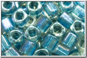 TC-04-0263, TOHO Cubes, 4mm, crystal, trans., blue-ld., AB, 10g