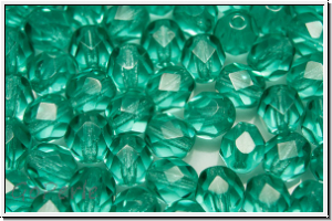 Bhm. Glasschliffperle, feuerpol., 6mm, emerald, lt., trans., 25 Stk.