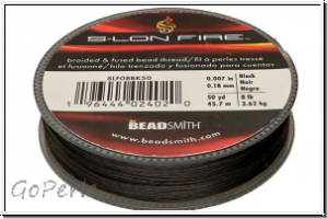 S-LON Fire Beading Thread, Fdelgarn, 08 LB, black, 50 yd