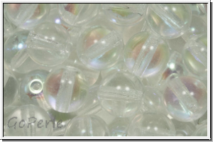 bhm. Glasperle, rund, 8mm, crystal, trans., AB, 10 Stk.