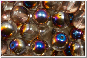 bhm. Glasperle, rund, 8mm, ctrystal, trans., half sliperit, 10 Stk.