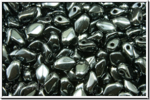 Gekko-Beads, 3x5mm, black, op., full silver chrome, 50 Stk.