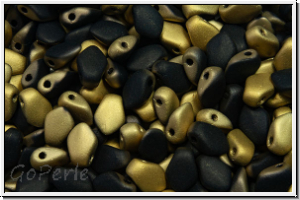 Gekko-Beads, 3x5mm, black, op., half brass, matte, 50 Stk.