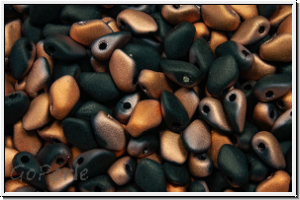 Gekko-Beads, 3x5mm, black, op., half capri gold, matte, 50 Stk.