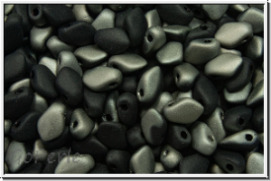 Gekko-Beads, 3x5mm, black, op., half chrome, matte, 50 Stk.