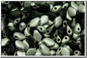 Gekko-Beads, 3x5mm, black, op., half silver, 50 Stk.