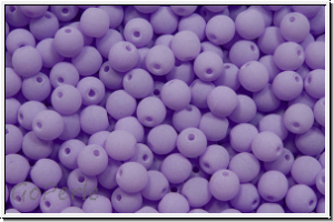 bhm. Glasperle, rund, 3mm, white, alabaster, soft violet neon, 50 Stk.