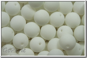 bhm. Glasperle, rund, 6mm, white, alabaster, soft white neon, 25 Stk.