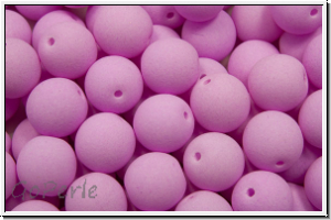 bhm. Glasperle, rund, 6mm, white, alabaster, soft magenta neon, 25 Stk.