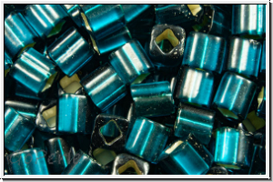 TC-04-0027bdf, TOHO Cubes, 4mm, teal, trans., silver-ld., matte, 10g