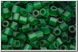 TH-11-0939f, TOHO Hexagon, 11/0, emerald, trans., matte, 10g