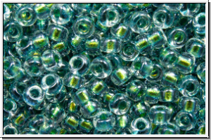 RR-11-3205, MIYUKI Rocailles, 11/0, crystal, trans., magic emerald/marine-ld., 10g