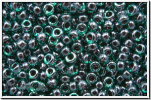 RR-15-0362, MIYUKI Rocailles, 15/0, emerald, trans., ruby-ld., 5g