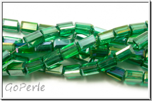 Kristallschliffperle, Quader, 8x4x4mm, emerald, lt., trans., galv. AB, 25 Stk.