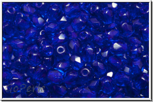 Bhm. Glasschliffperle, feuerpol., 4mm, cobalt, trans., 50 Stk.