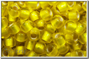 R-08-0032f, TOHO Rocailles, 08/0, yellow, trans., silver-ld., matte, 10g