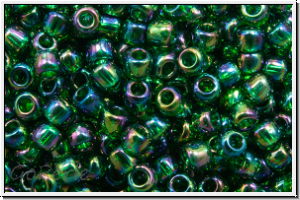 R-11-0179, TOHO Rocailles, 11/0, emerald, trans., AB, 10g