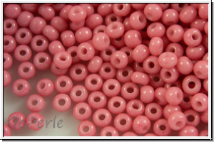 PR-11-03693, PRECIOSA Rocailles, 11/0, white, op., solgel coral pink-3, 20g