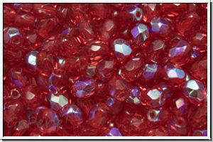 Bhm. Glasschliffperle, feuerpol., 4mm, siam, trans., AB, 50 Stk.