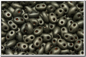 PRECIOSA TWIN Beads, black, op., khaki pearl, matte, 10g