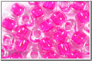 TR-05-1110, MIYUKI Triangles, 05/0, crystal, trans., fuchsia-ld., 10g