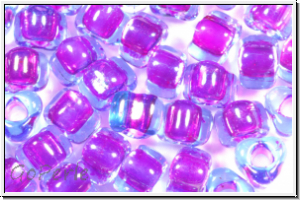 TR-05-1141, MIYUKI Triangles, 05/0, aqua, trans., fuchsia-ld., 10g