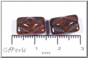 bhm. Glasperle, Kissen, 8,5x12,5x7mm, op. terracotta/picasso, 5 Stk.