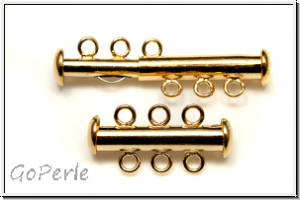 Schiebeschliee, 3 strngig, 22x11mm, goldfb., Metall, 1 Stk.