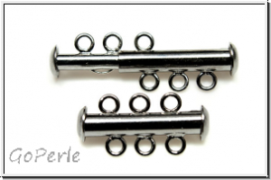 Schiebeschliee, 3 strngig, 22x11mm, hematitefb., Metall, 1 Stk.