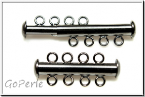 Schiebeschliee, 4 strngig, 27x11mm, hematitefb., Metall, 1 Stk.