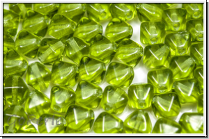 bhm. Glasperle, Bicone, 6mm, olivine, trans., 30 Stk.