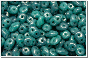 SD-53130-CRM, SuperDuo Beads, turquoise, op., copper marbled, 10 g