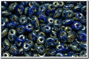 SD-33050-43400, SuperDuo Beads, blue, op., silver picasso, 10 g